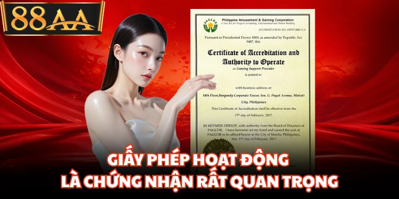 Giấy Phép Hoạt Động - Yếu Tố Khẳng Định Uy Tín Của 88AA 2 Giấy phép hoạt động là chứng nhận rất quan trọng